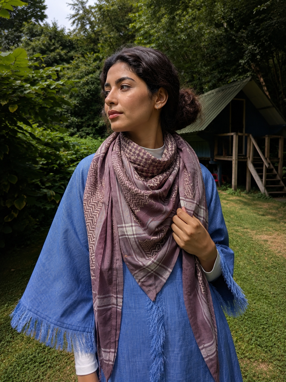 Soft Keffiyeh — Ivory & red