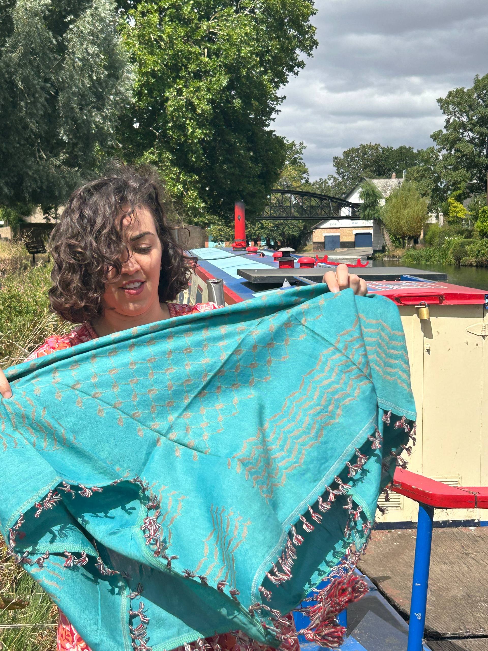 50-inch Keffiyeh — Turquoise & beige