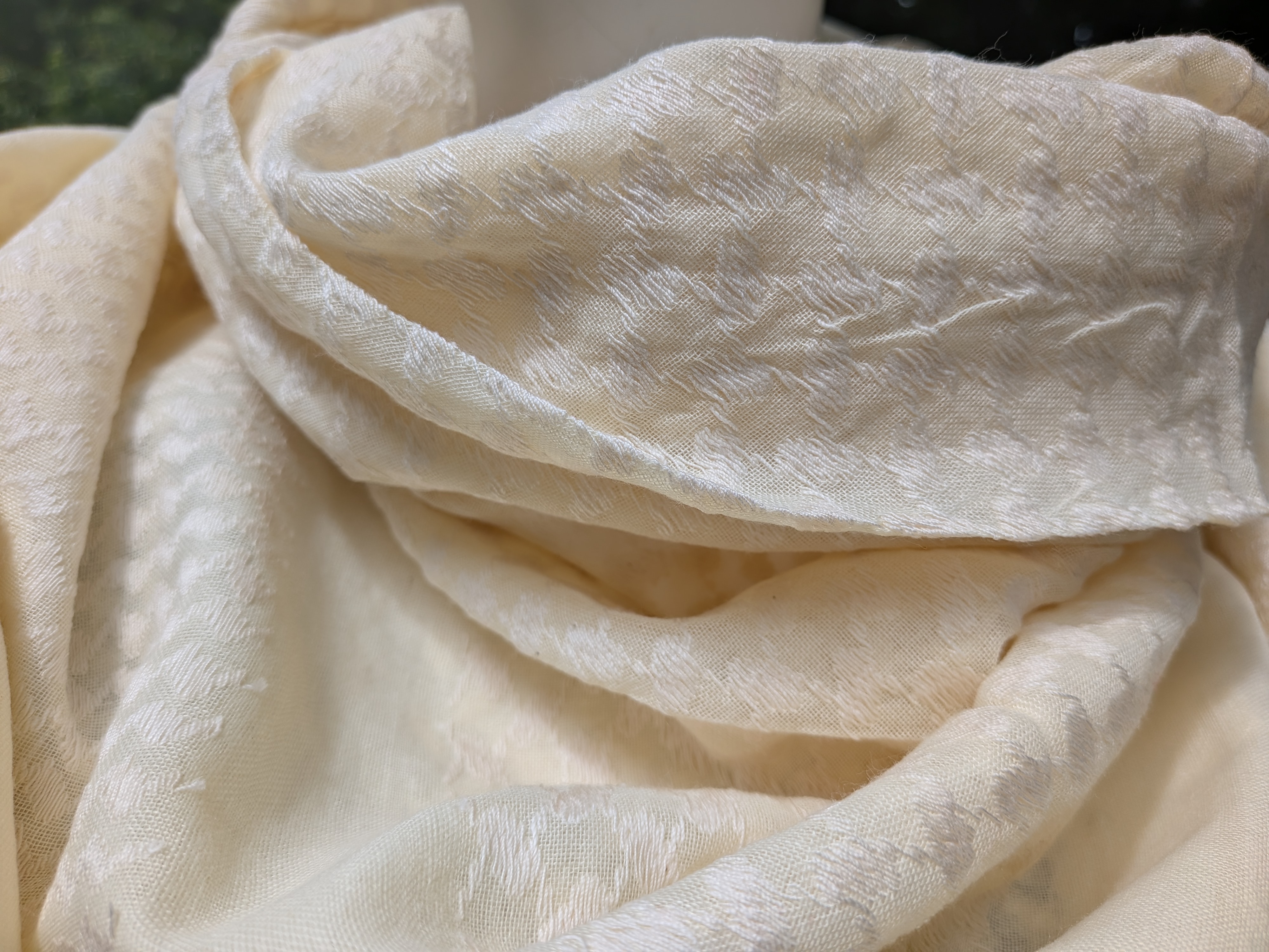 Keffieh soft — Blanc & beige sable