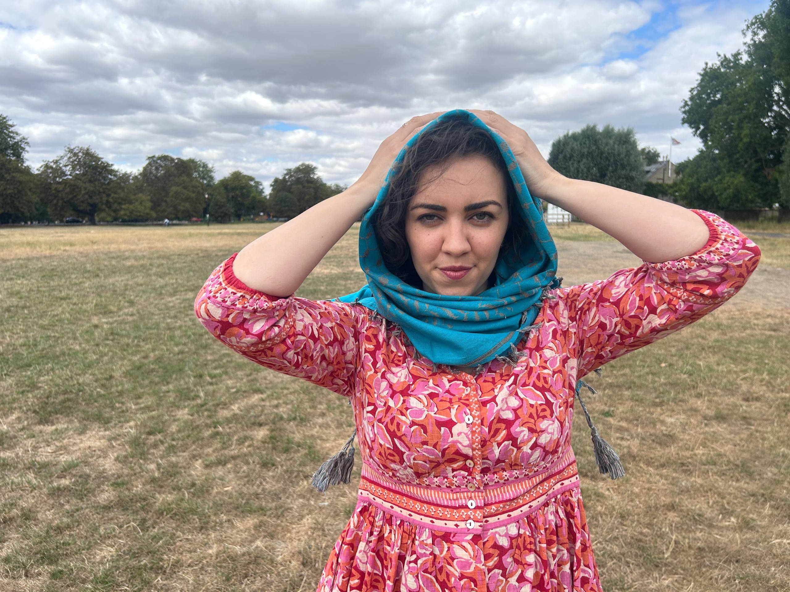 50-inch Keffiyeh — Turquoise & taupe