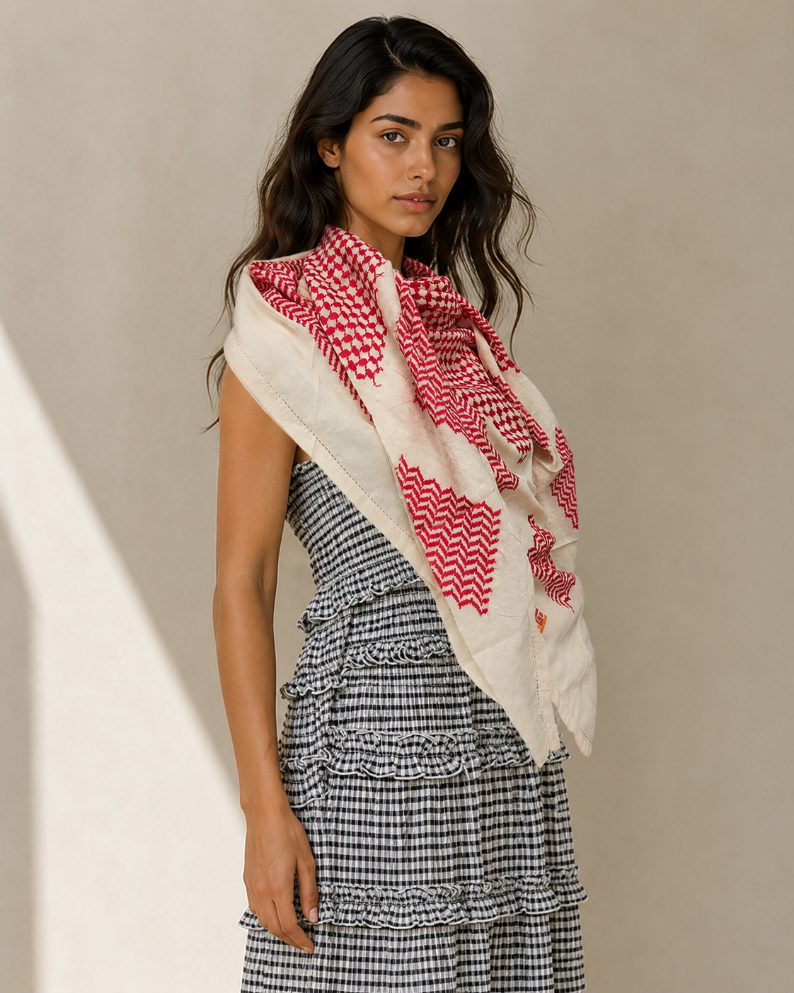 Soft Keffiyeh — Mauve & beige