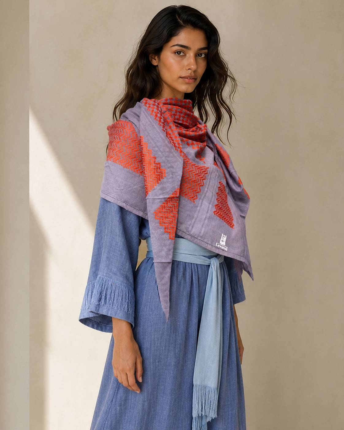 Keffieh soft — Gris & orange