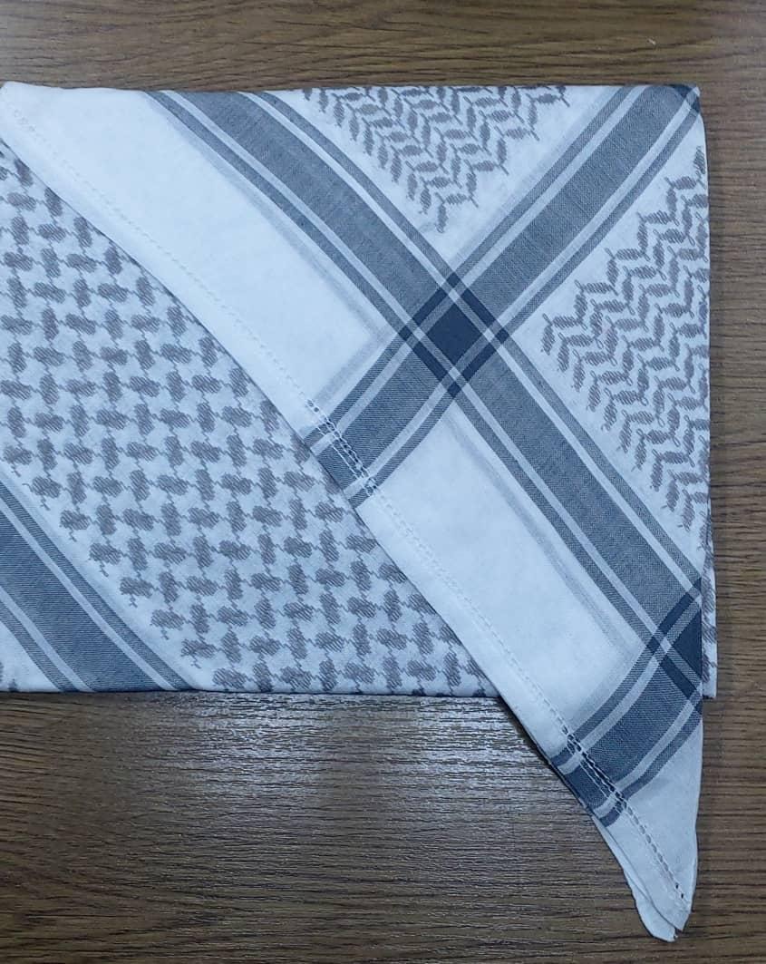 Keffieh soft — Blanc & gris