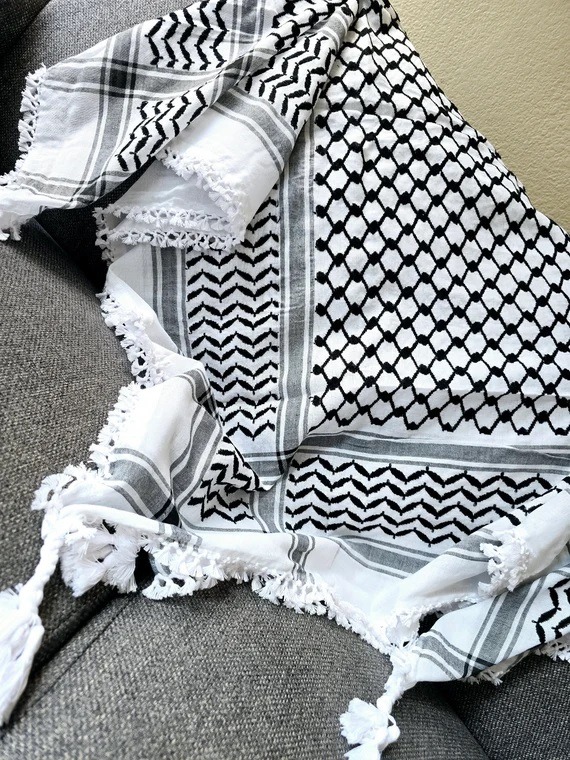 Keffieh traditionnel blanc et noir LEVAMI