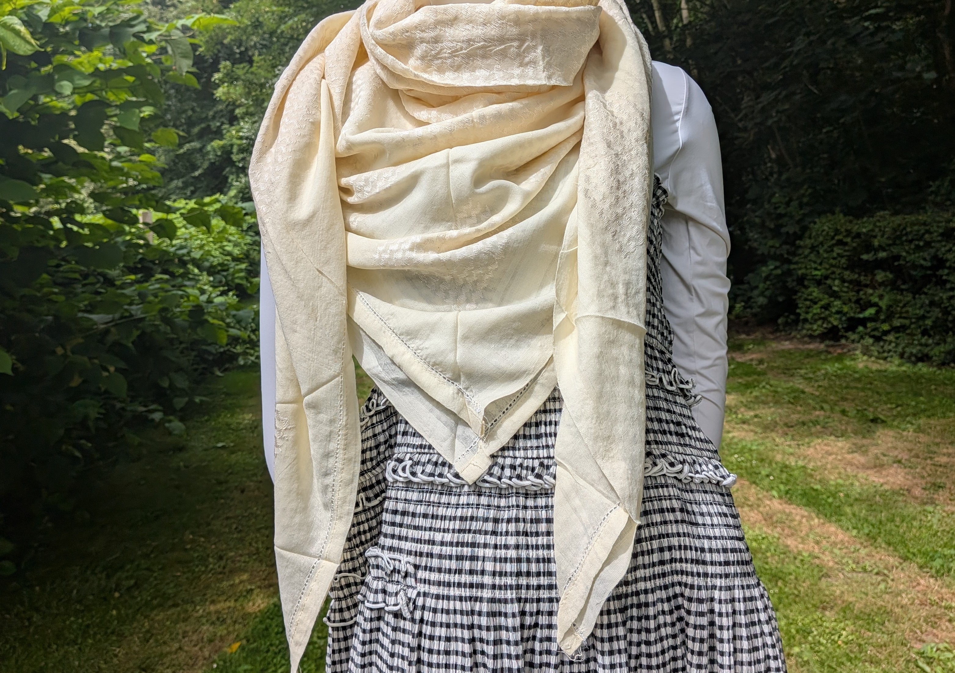 Keffieh soft — Blanc & beige sable