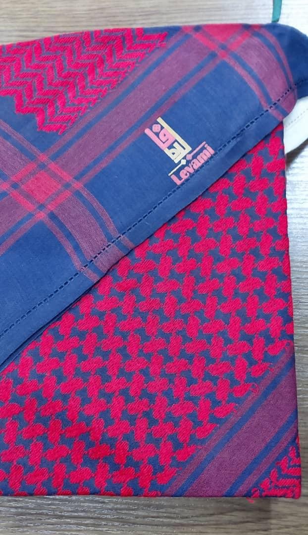 Keffieh soft — Bleu marine & fuchsia
