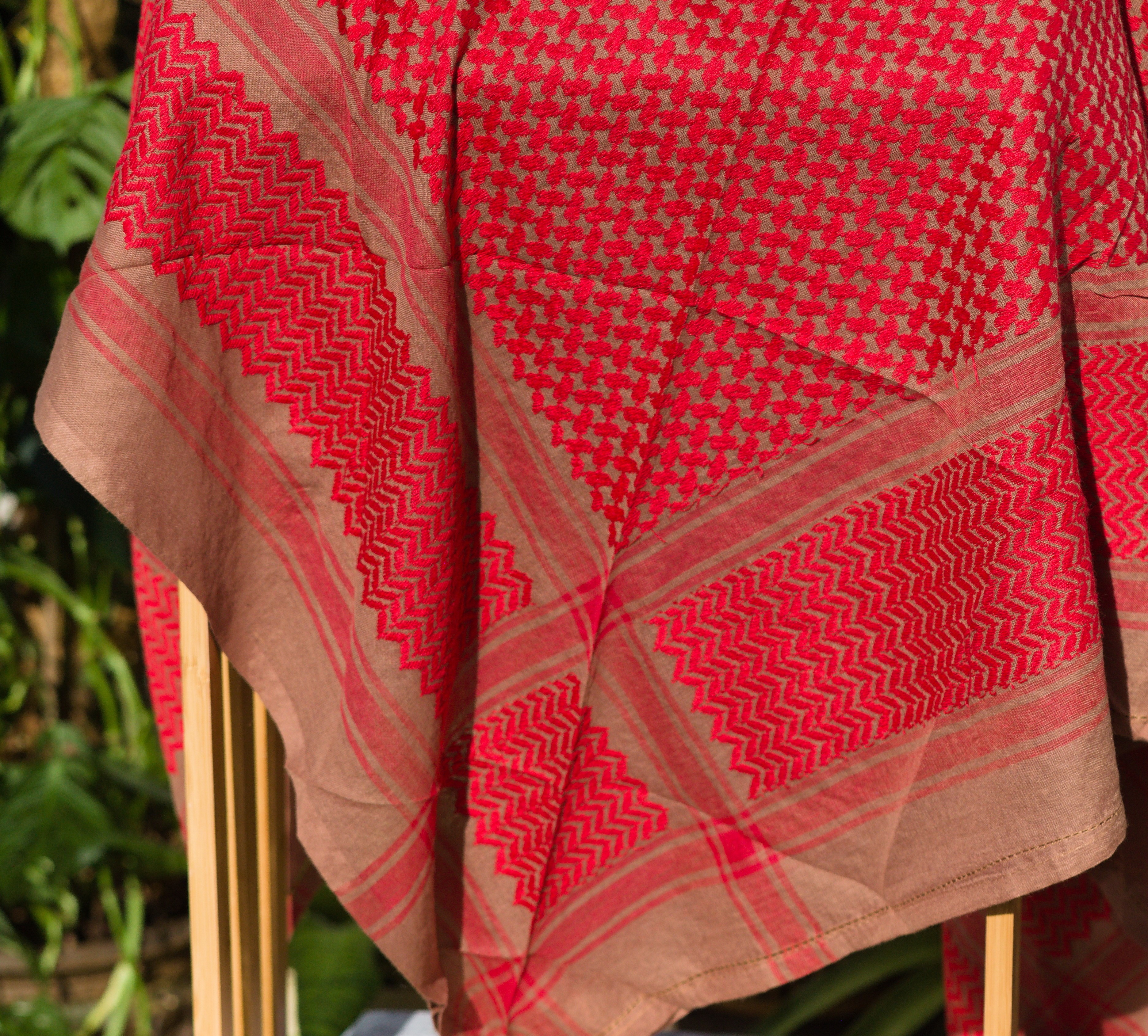 Keffieh soft — Taupe & rouge