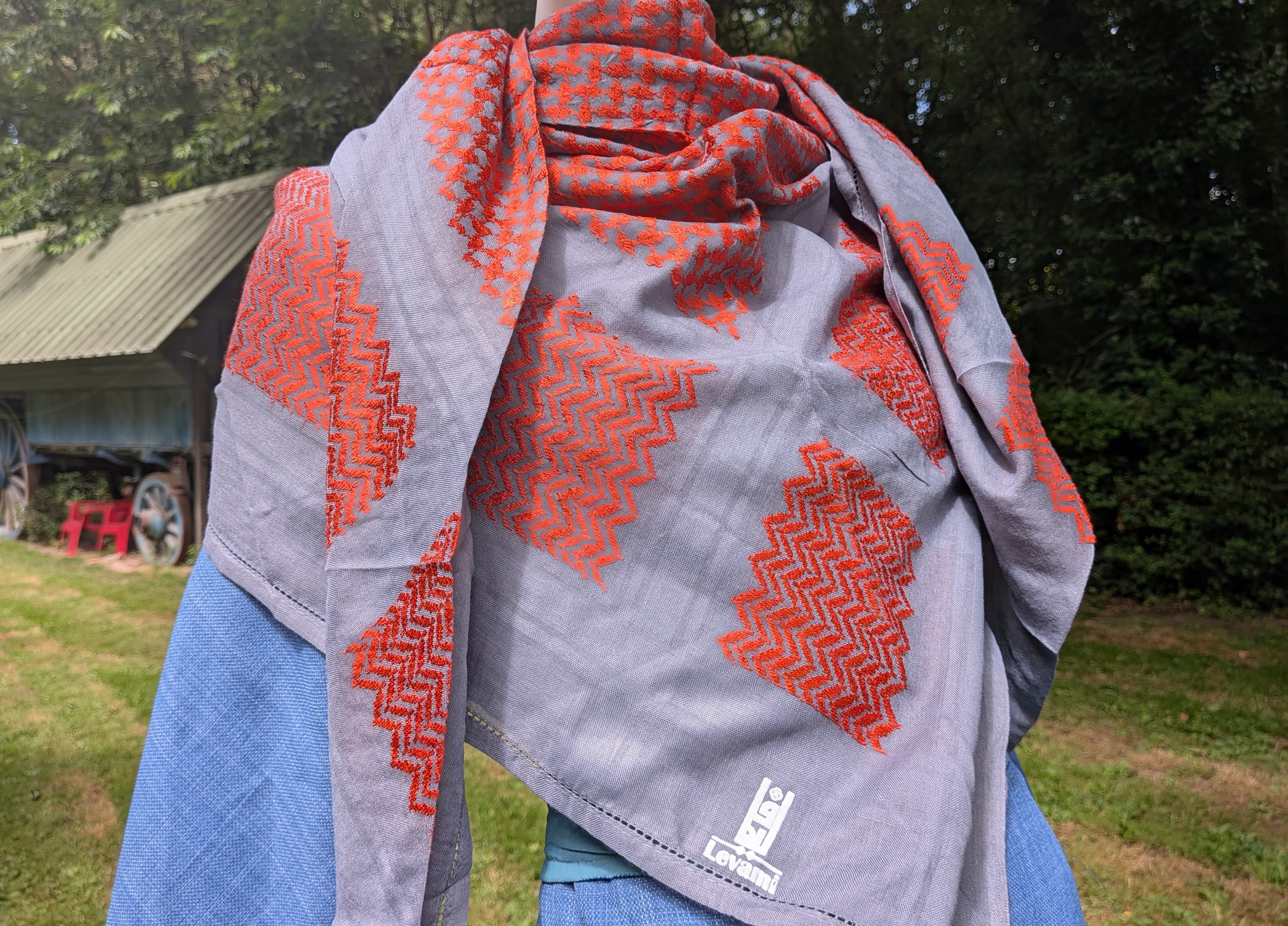 Keffieh soft — Gris & orange