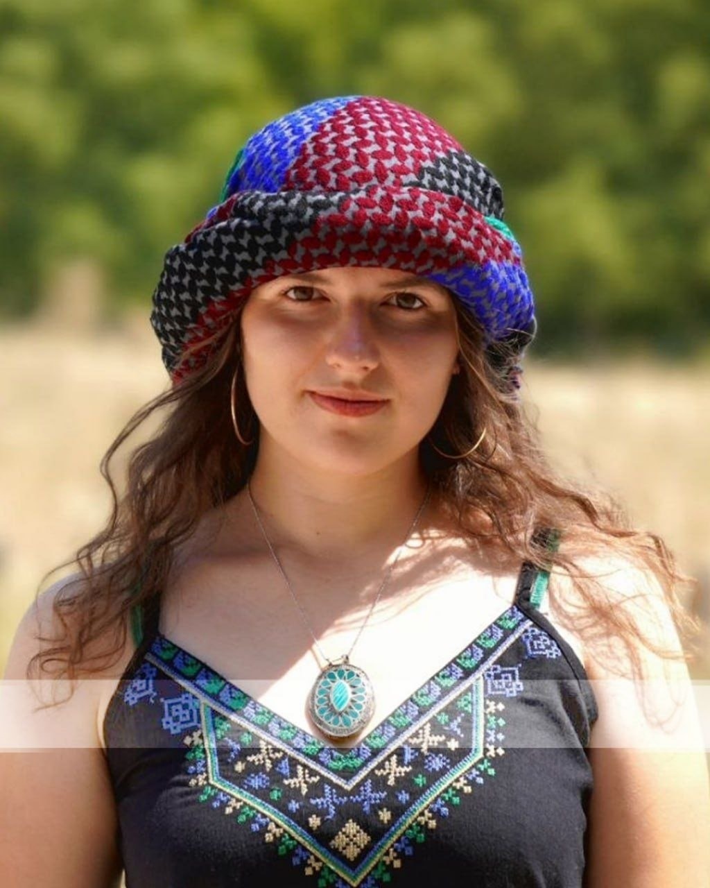 Multicolour keffieh — Red & blue