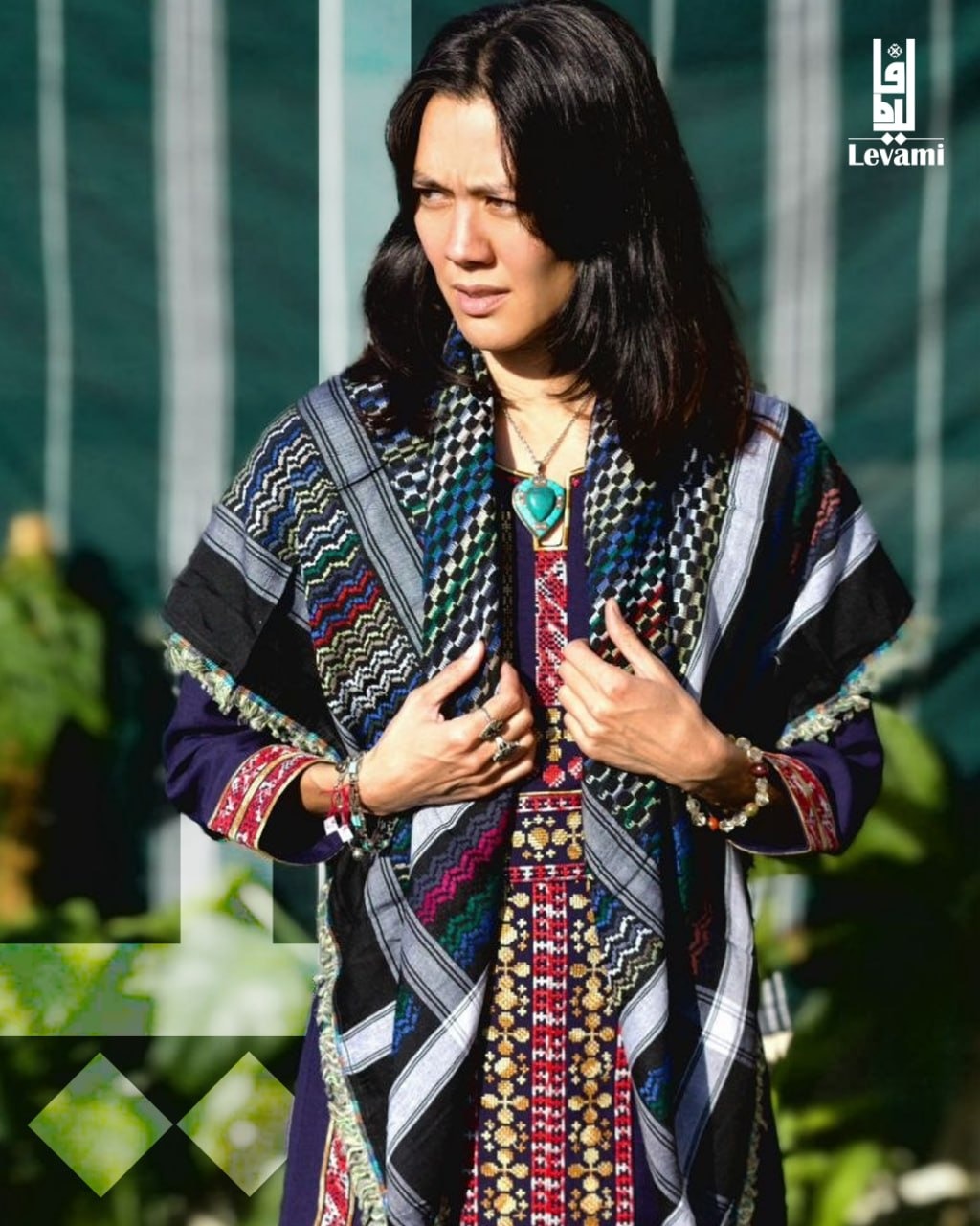 Multicolour keffieh — Check pattern