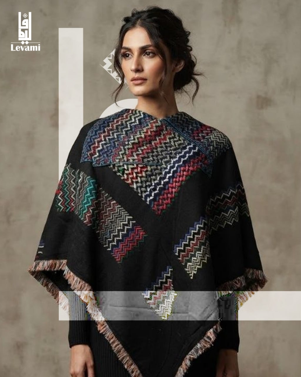 Multicolour keffieh — Black